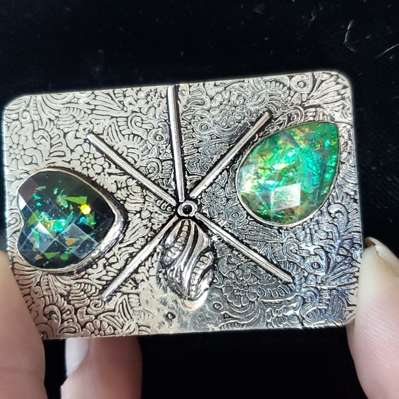 New Triplet Opal 925 Silver Crescent Moon Wand Pendant. - Picture 8 of 15